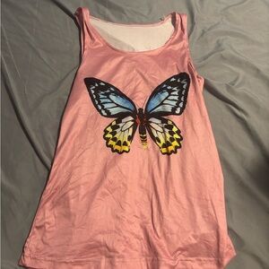 Pink Butterfly Graphic Tank Top - Women